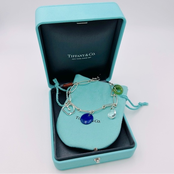 RARE Tiffany & Co. Peretti Gemstone Jade Crystal Lapis Lazuli Jasper Bracelet - Picture 15 of 15